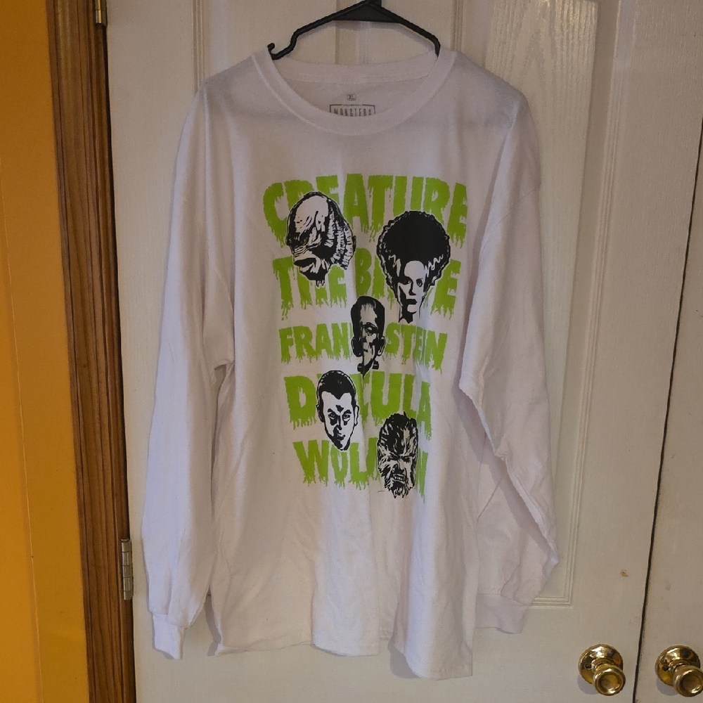 White Graphic Long Sleeve Shirt